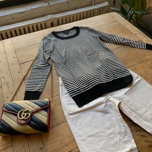 J.Crew Women's Sweater Black & White Striped XS